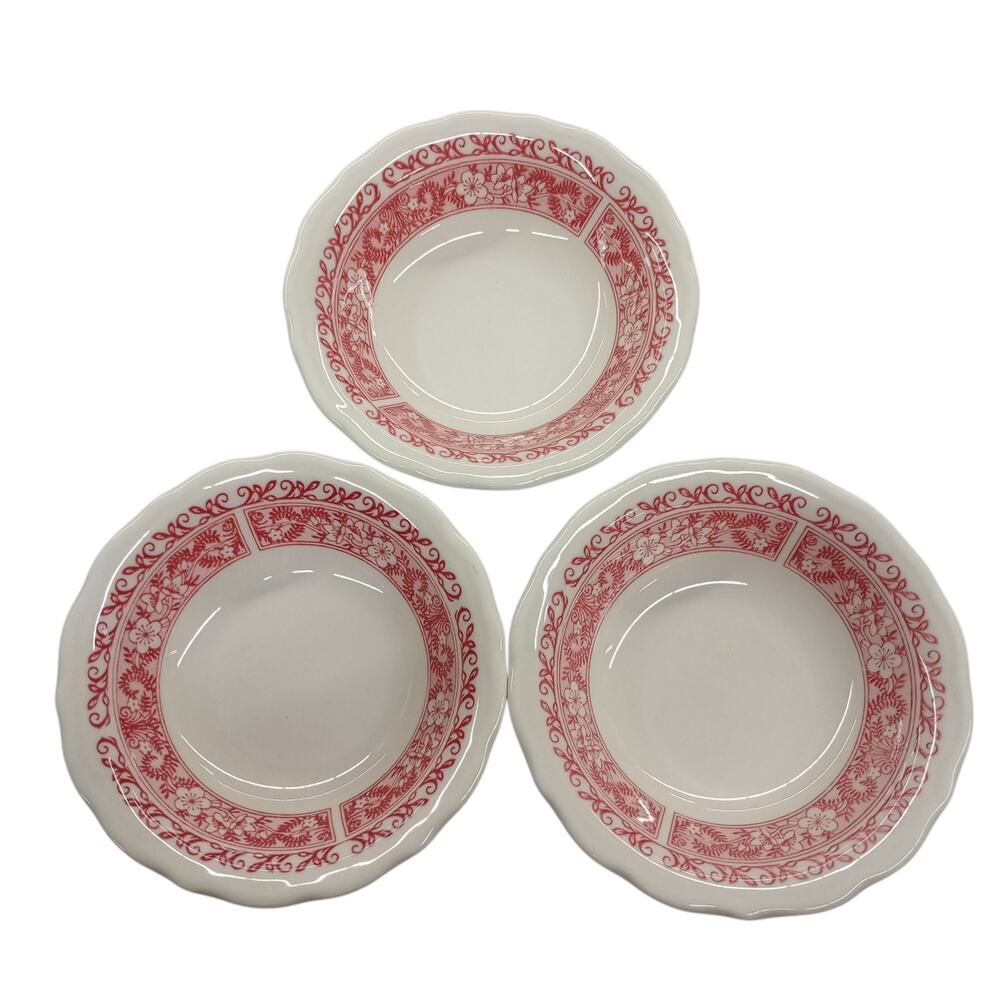 Syracuse China Strawberry Hill Red & White Berry Bowl Set of 3